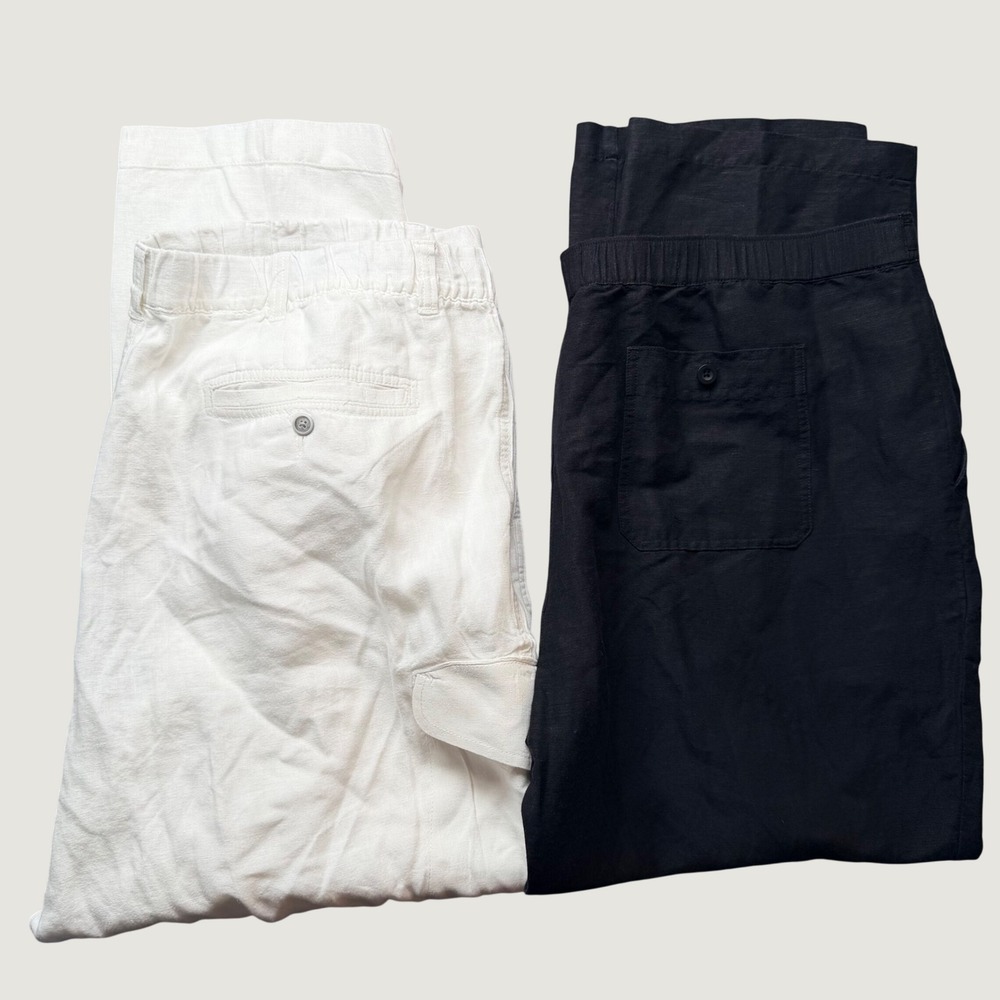 Lot of 2 Mens Linen Pants Cubavera XXL Black Caribbean 46x30 White Cargo Casual